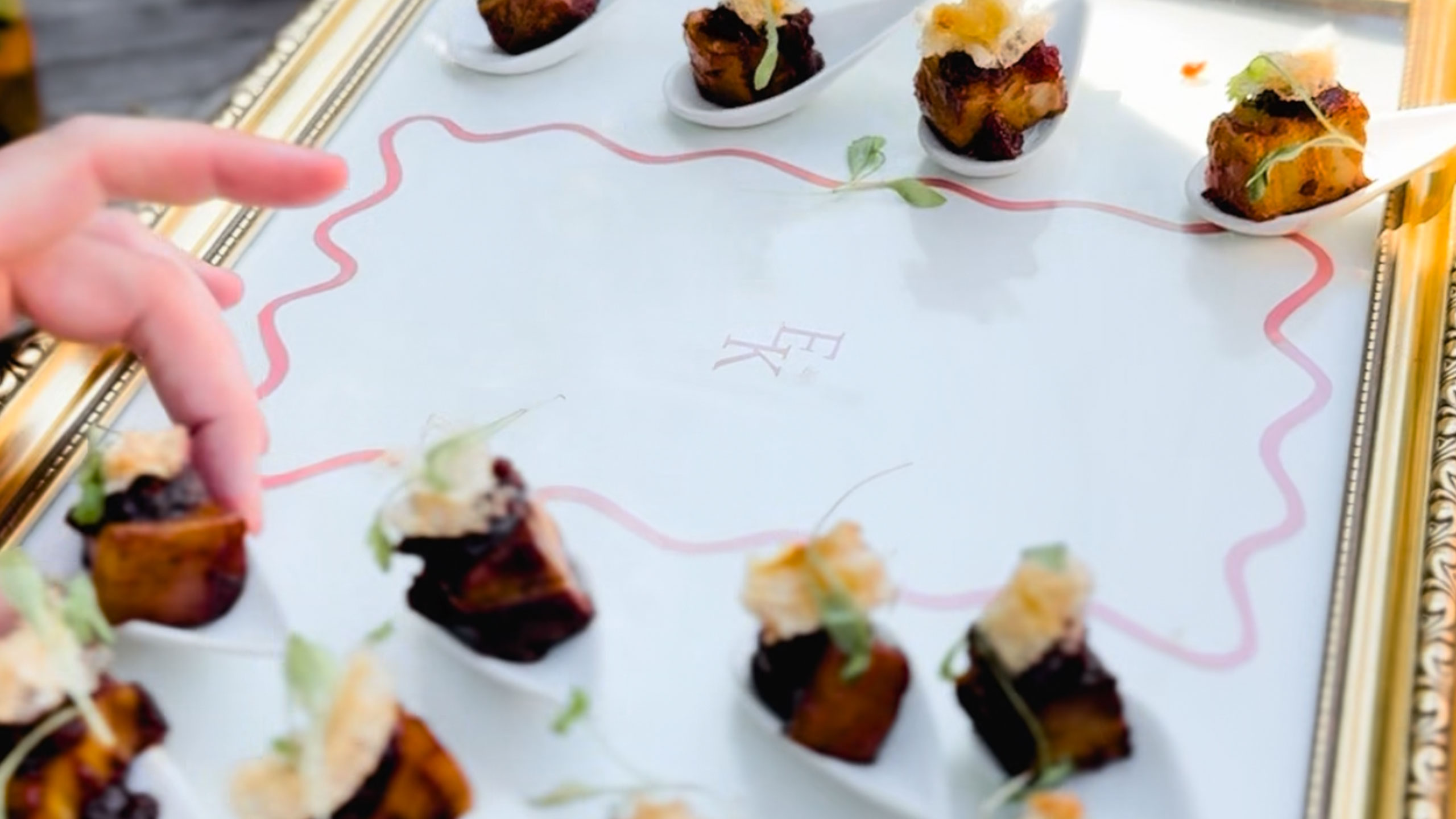 monogrammed canape trays