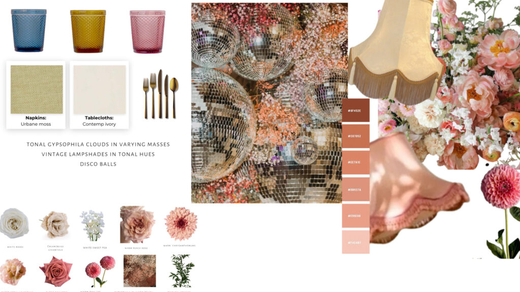 Disco X Vintage wedding moodboarding
