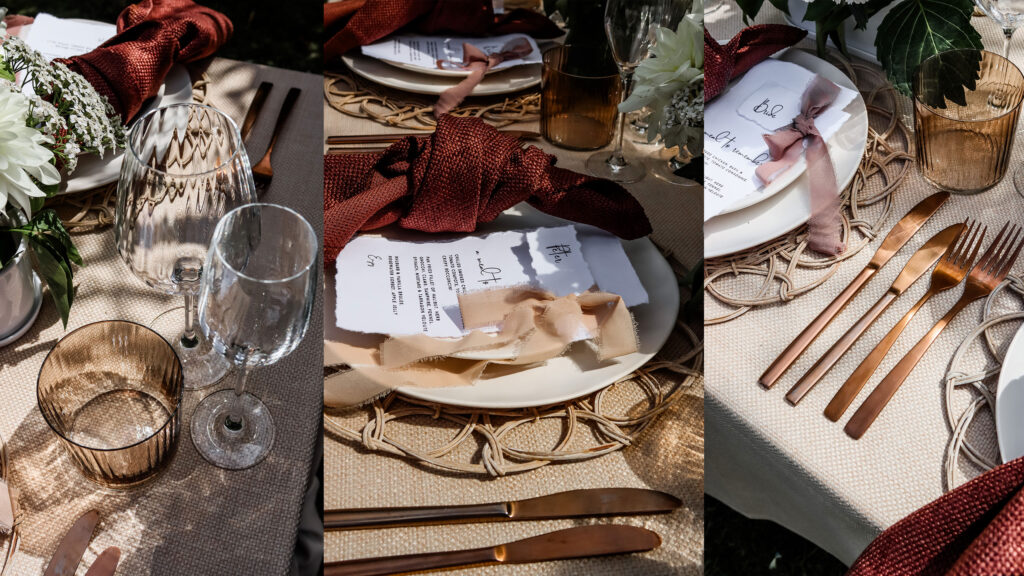 Tonal texures wedding table style
