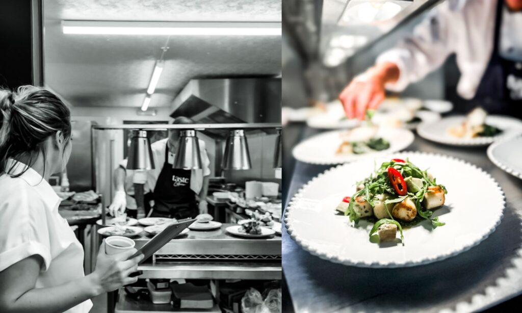 Behind the scenes chefs plating